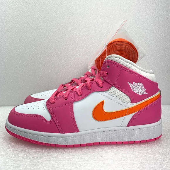 Nike Air Jordan 1 Mid Pinksicle Safety Orange GS Youth shoes  Nike Air Jordan 1 Mid DX3240 681 Sneaker Shoes - Big Kid 7Y